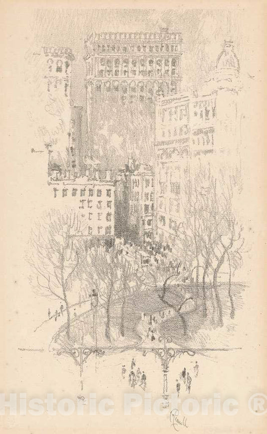 Art Print : Joseph Pennell, Union Square, 1904 - Vintage Wall Art