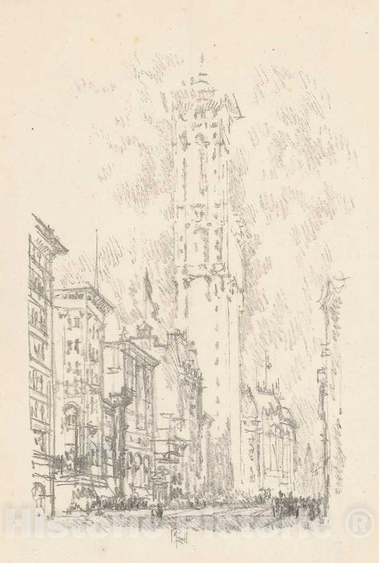 Art Print : Joseph Pennell, The Times Building, 1904 - Vintage Wall Art
