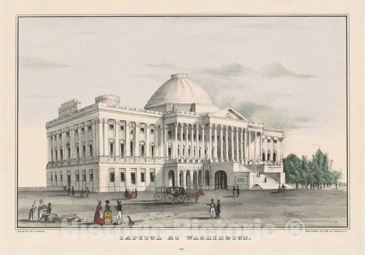 Art Print : Nathaniel Currier, Capitol at Washington, c. 1850 - Vintage Wall Art