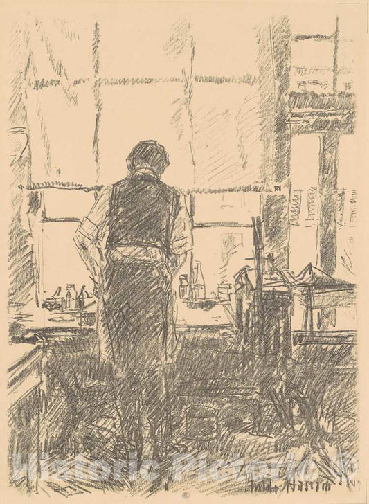Art Print : Childe Hassam, Portrait of Joseph Pennell, 1917 - Vintage Wall Art