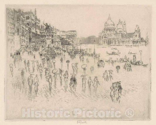 Art Print : Joseph Pennell, On The Riva, from Pennell's Window, 1883 - Vintage Wall Art
