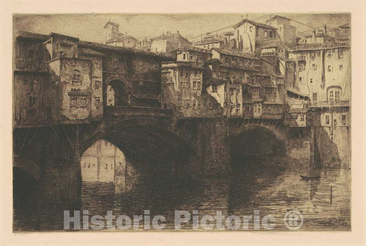 Art Print : Walter Chandler, Ponte Vecchio, Florence, 1909 - Vintage Wall Art