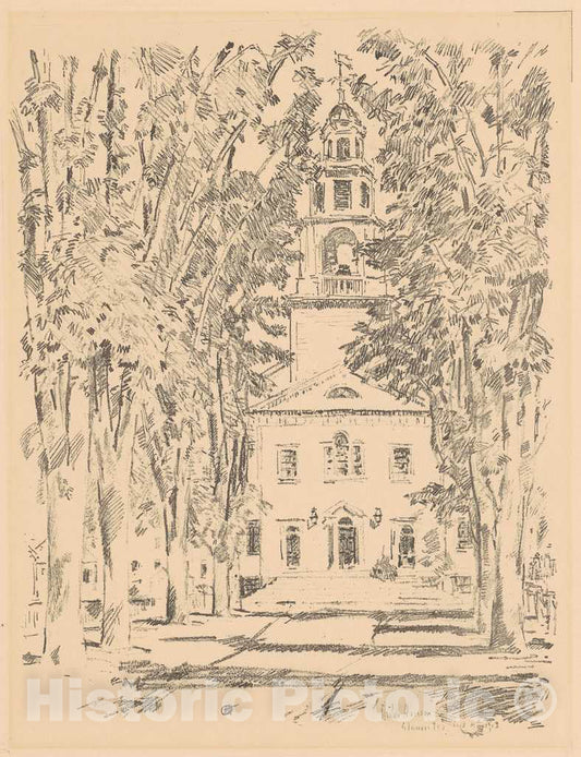 Art Print : Childe Hassam, Colonial Church, Gloucester, 1918 - Vintage Wall Art
