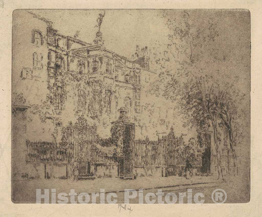 Art Print : Joseph Pennell, Rossetti's House, 1906 - Vintage Wall Art