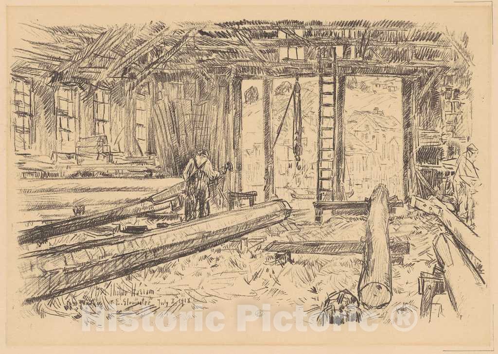 Art Print : Childe Hassam, The Spar Shop, Gloucester, 1918 - Vintage Wall Art