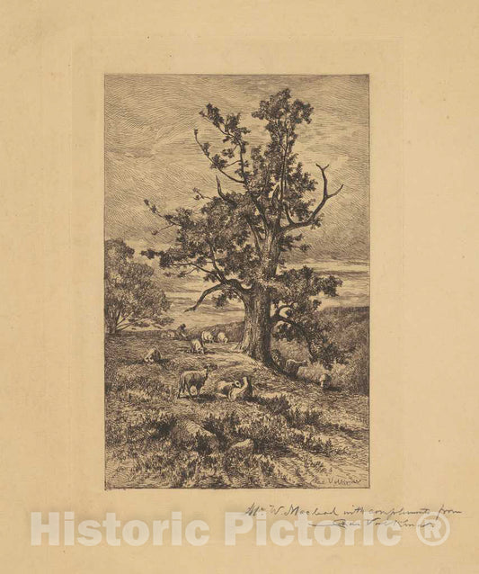 Art Print : Charles Volkmar, Landscape with Sheep, c. 1876 - Vintage Wall Art