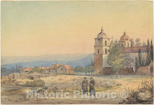 Art Print : Church of Santa Barbara, Late 19th Century - Vintage Wall Art