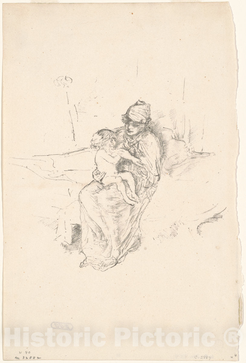 Art Print : James McNeill Whistler, Mother and Child, No. 1, c.1891 - Vintage Wall Art