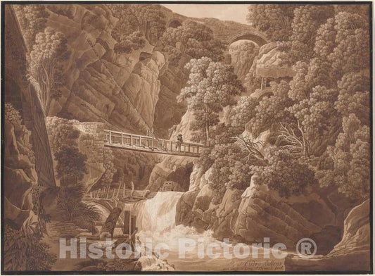 Art Print : Birmann, L'Orido a Bellano sul Lago di Como (The Orrido di Bellano Near Lake Como), c. 1805 - Vintage Wall Art