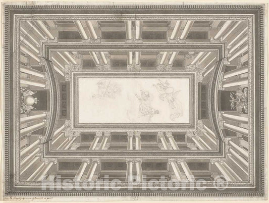 Art Print : Pietro de Angelis, Design for a Trompe-L'Oeil Ceiling Decoration, c. 1780 - Vintage Wall Art