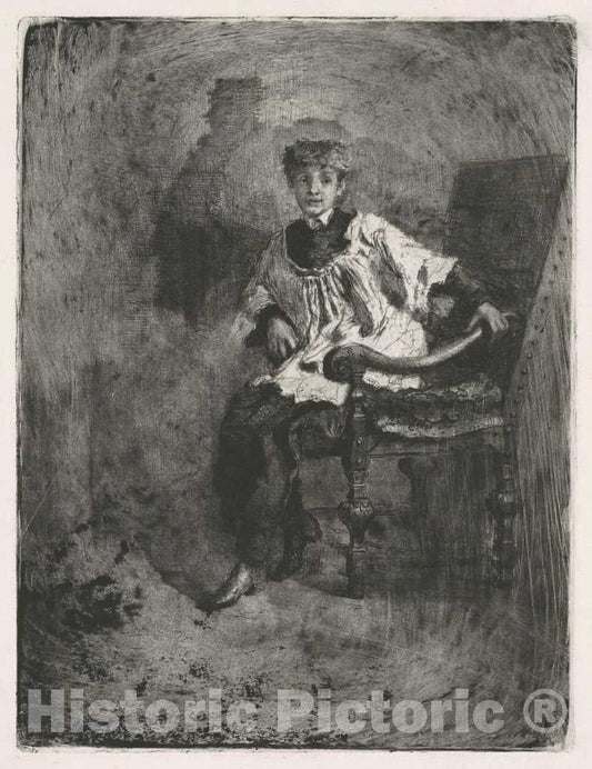Art Print : MosÃ¨ Bianchi, Seated Acolyte, c. 1872 - Vintage Wall Art
