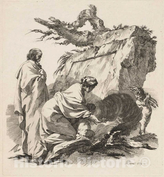 Art Print : Baptiste-Marie Pierre, Rest on The Flight into Egypt, 1758 - Vintage Wall Art