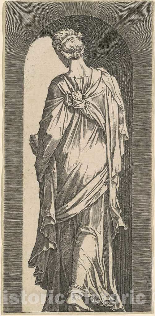 Art Print : Lambert Suavius, Sibyl Seen from The Back, Looking Downward to The Left, c. 1550 - Vintage Wall Art