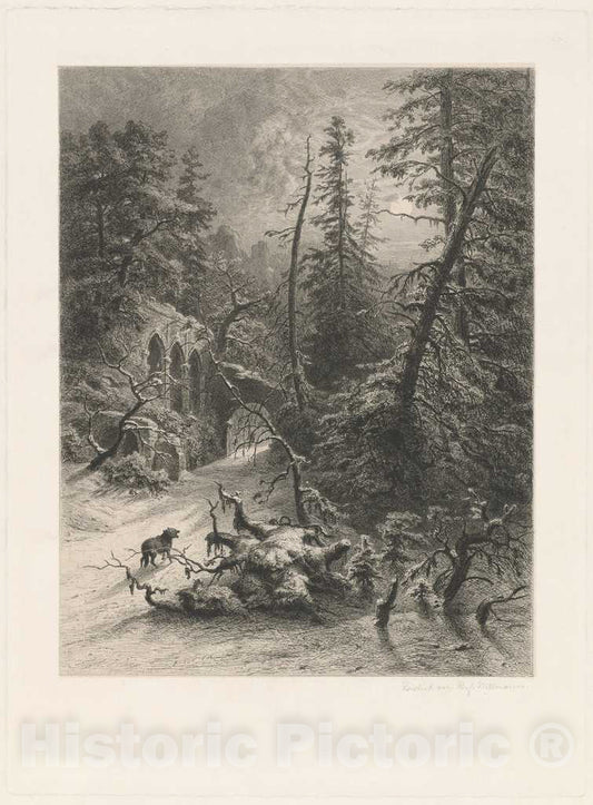 Art Print : Willmann, After Eduard Marak, Winter, 1871 - Vintage Wall Art