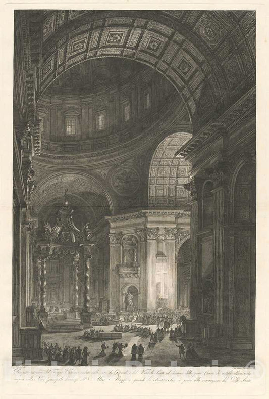 Art Print : Francesco Piranesi, Interior of St. Peterâ€™s, with The Illumination of The Cross of St. Peter, 1750-1778 - Vintage Wall Art
