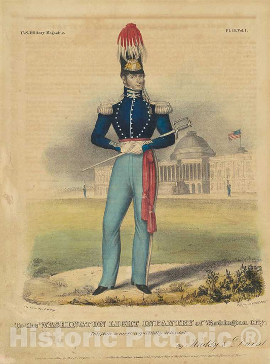 Art Print : Alfred A. Hoffy, to The Washington Light Infantry of Washington City, 1839 - Vintage Wall Art