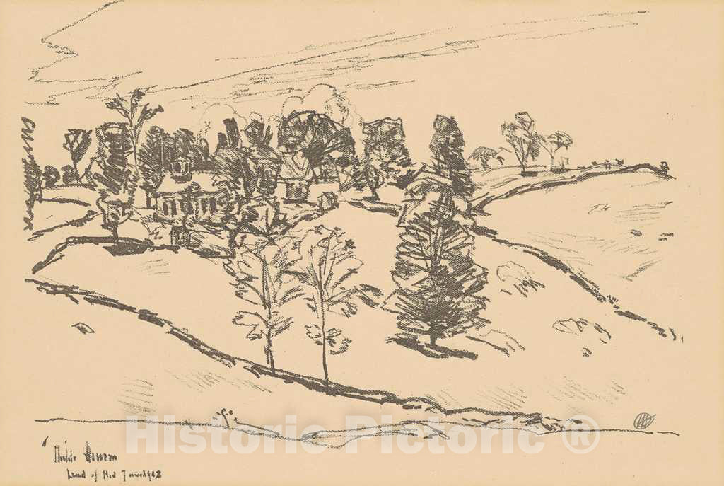 Art Print : Childe Hassam, The Little School House, Land of Nod, 1918 - Vintage Wall Art