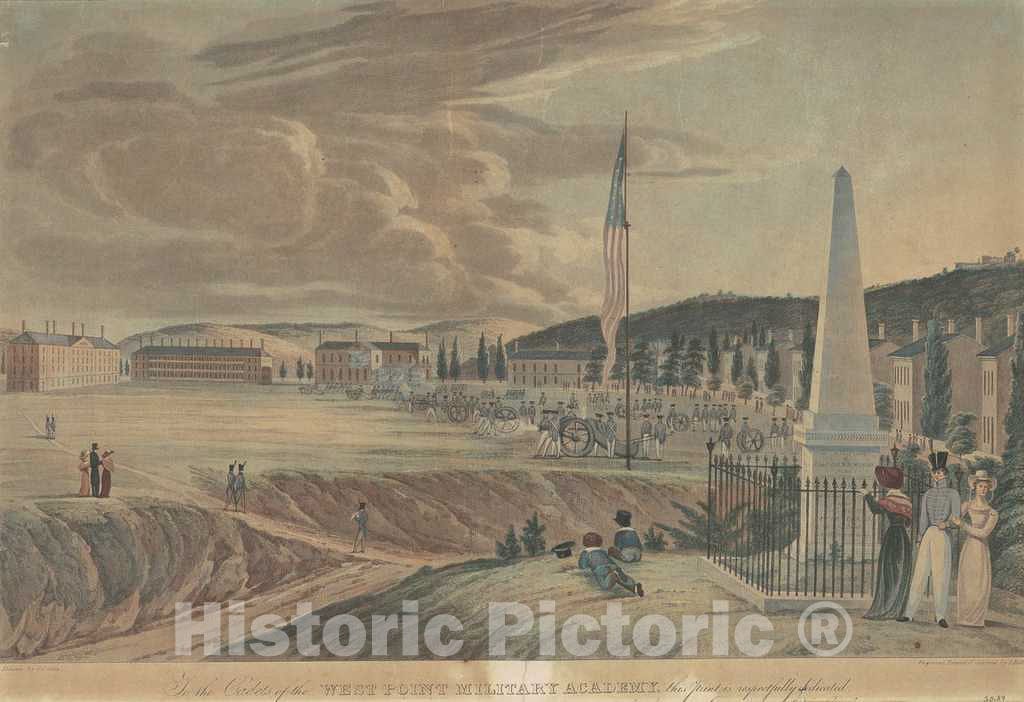 Art Print : Hill, After CATLIN, United States Military Academy, Looking South, 1828 - Vintage Wall Art