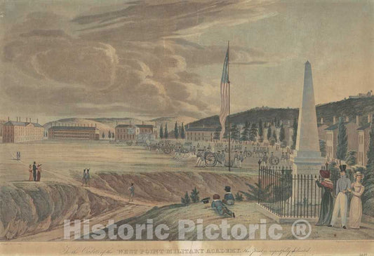 Art Print : Hill, After CATLIN, United States Military Academy, Looking South, 1828 - Vintage Wall Art