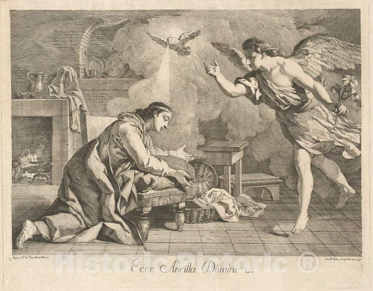 Art Print : Hutin, After Jean de Troy, The Annunciation, 1750 - Vintage Wall Art