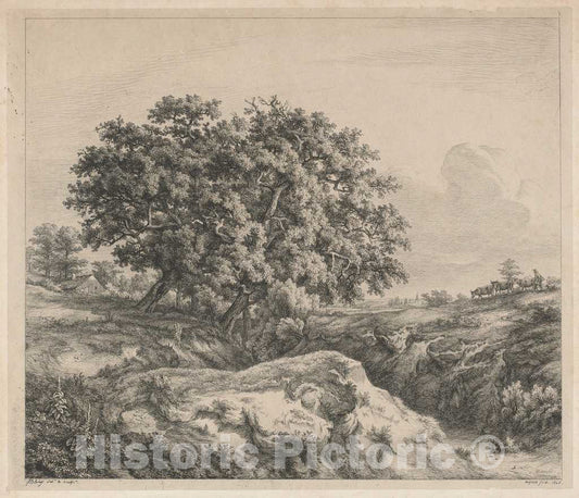 Art Print : EugÃ¨ne BlÃ©ry, Le chÃªne au Ravin (Oak Tree by a Ravine), 1845 - Vintage Wall Art