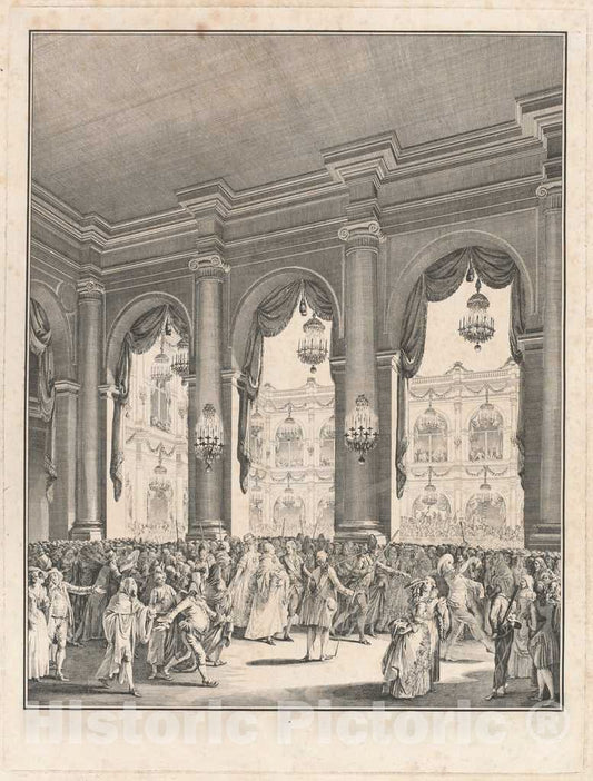 Art Print : Michel Moreau The Younger, Le bal masquÃ© - FÃªte donnÃ©e Ã  l'occasion de la Naissance de Monseigneur le Dauphin, 23 janvier 1782, 1782 - Vintage Wall Art