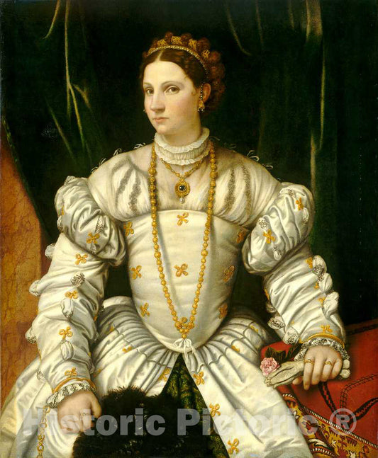 Art Print : Moretto da Brescia, Portrait of a Lady in White, c. 1540 - Vintage Wall Art