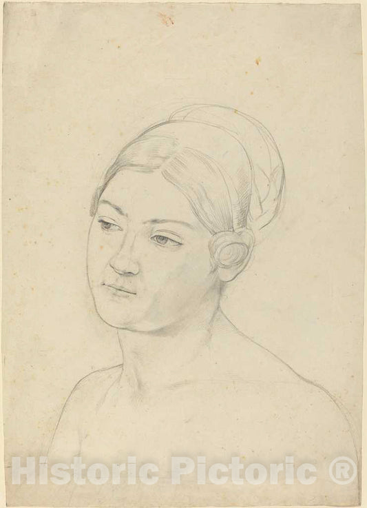 Art Print : Moritz Daniel Oppenheim, Head of a Young Woman - Vintage Wall Art