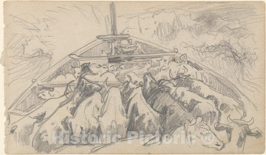 Art Print : John Singer Sargent - Cattle in Stern of a Boat : Vintage Wall Art