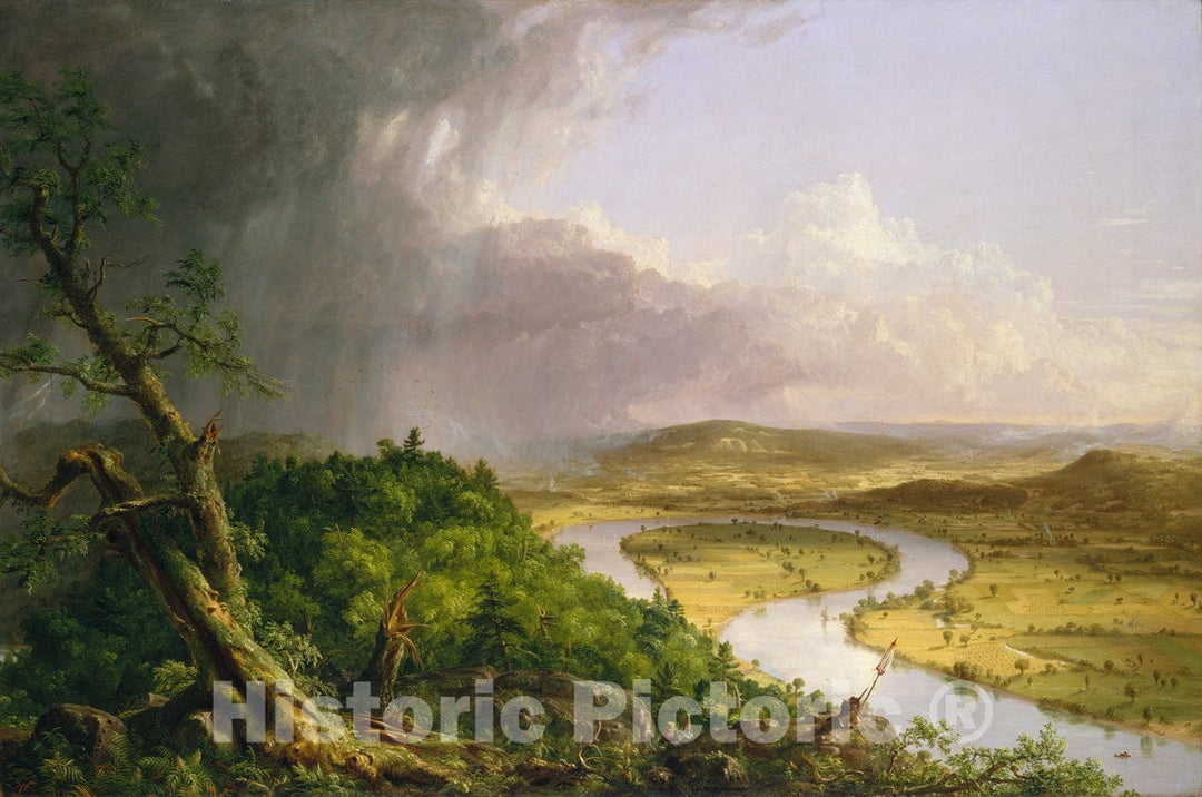 Art Print : Thomas Cole - View from Mount Holyoke, Northampton, Massachusetts, After a Thunderstorm—The Oxbow : Vintage Wall Art