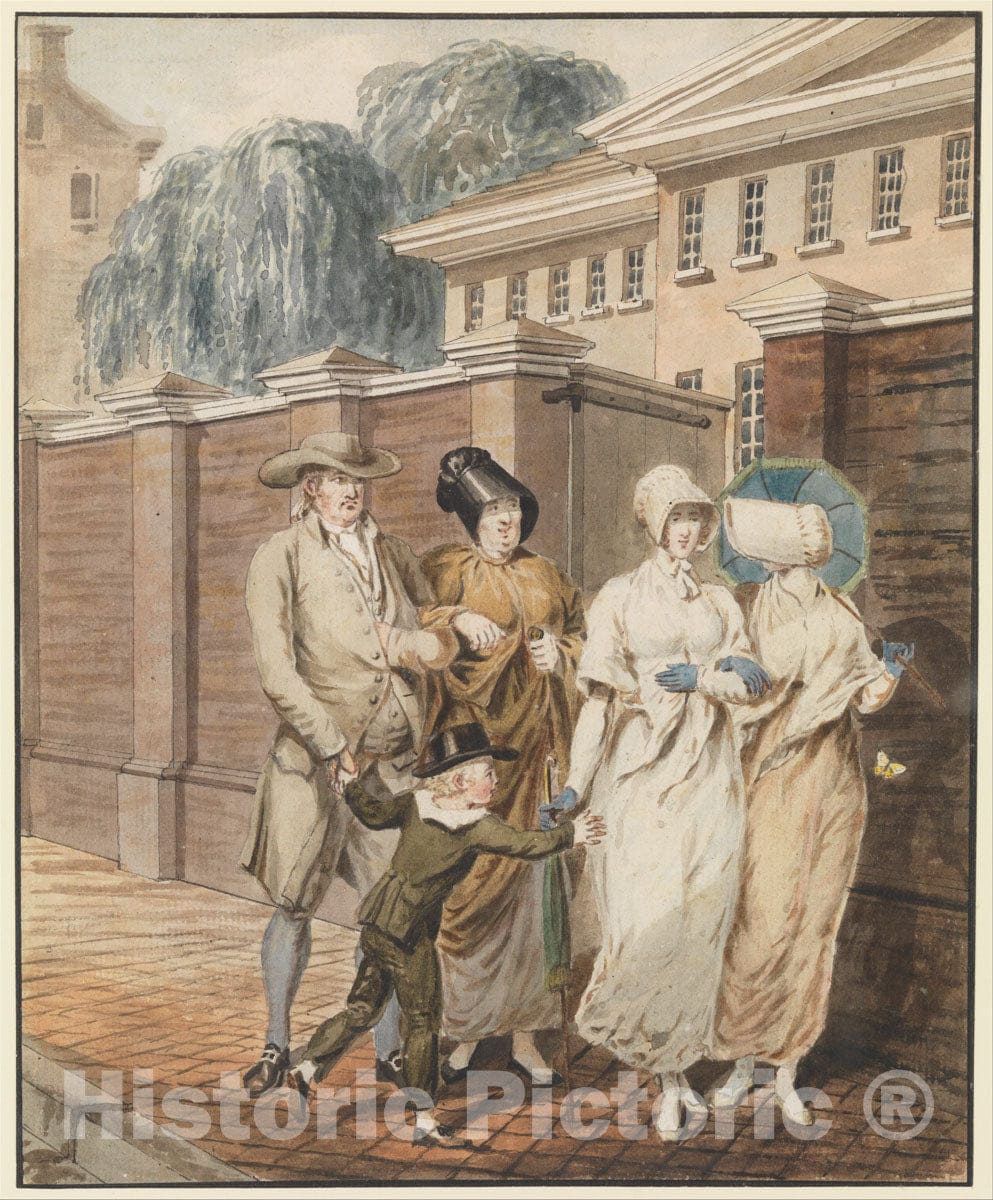 Art Print : John Lewis Krimmel - Sunday Morning in Front of The Arch Street Meeting House, Philadelphia : Vintage Wall Art