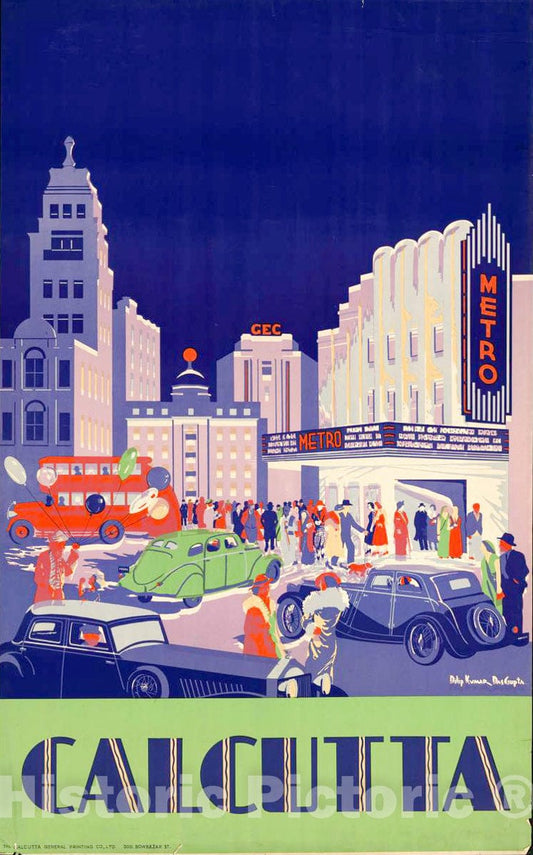 Vintage Poster -  Calcutta -  Dilip Kumar DasGupta., Historic Wall Art