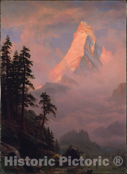 Art Print : Albert Bierstadt - Sunrise on The Matterhorn : Vintage Wall Art