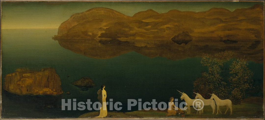 Art Print : Arthur B. Davies - Unicorns (Legend—Sea Calm) : Vintage Wall Art