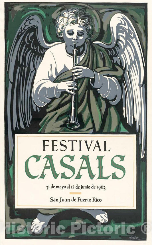 Vintage Poster -  Festival Casals 31 DE Mayo 12 DE junio de 1963 -  San Juan de Puerto Rico -  Homar., Historic Wall Art