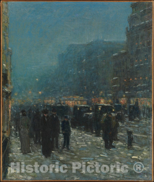 Art Print : Childe Hassam - Broadway and 42nd Street : Vintage Wall Art