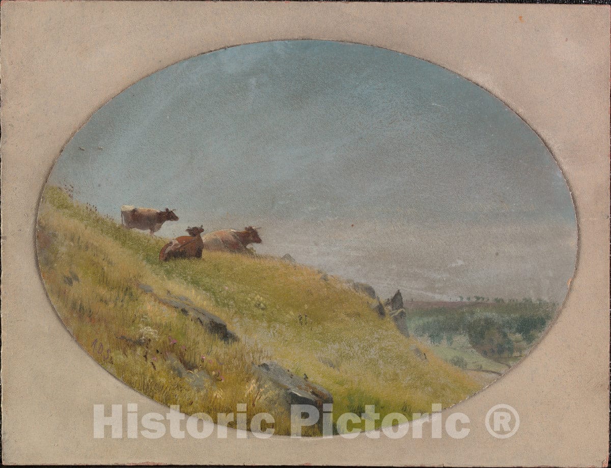 Art Print : Aaron Draper Shattuck - Landscape with Cows : Vintage Wall Art