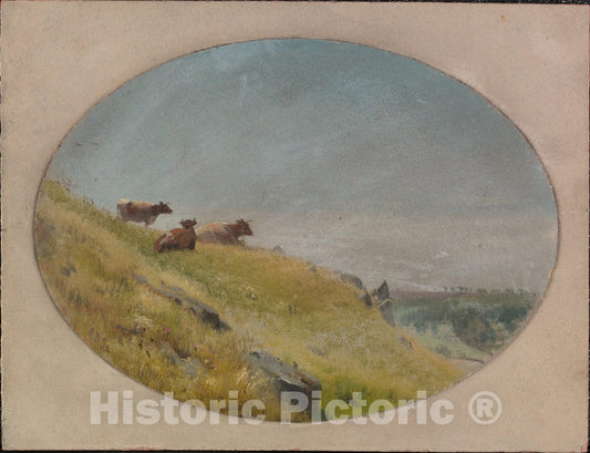 Art Print : Aaron Draper Shattuck - Landscape with Cows : Vintage Wall Art