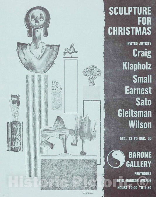 Vintage Poster - Sculpture for Christmas., Historic Wall Art