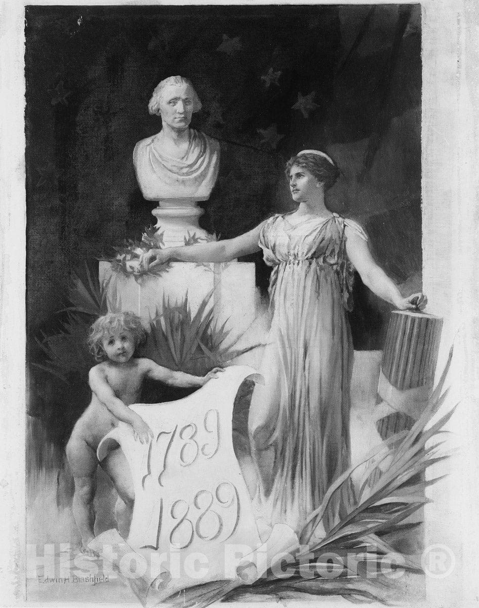 Art Print : Edwin Howland Blashfield - Design for The Washington Centennial Celebration, Souvenir : Vintage Wall Art