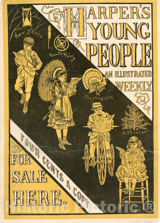Vintage Poster -  Harper's Young People, an Illustrated Weekly., Historic Wall Art