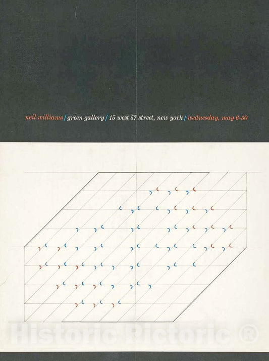 Vintage Poster -  Neil Williams, Green Gallery, 15 West 57 Street, New York, Wednesday, May 6 - 30, Historic Wall Art