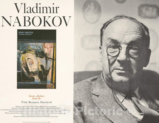 Vintage Poster - Vladimir Nabokov Great Authors from The Time Reading Program - Henry Grossman., Historic Wall Art
