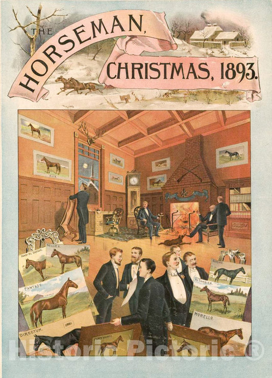 Vintage Poster -  The Horseman, Christmas, 1893, Historic Wall Art