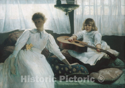Art Print : Julian Alden Weir - Idle Hours : Vintage Wall Art
