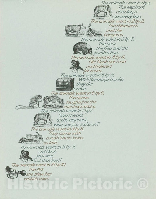 Vintage Poster -  The Animals Went in 1 by 1., Historic Wall Art