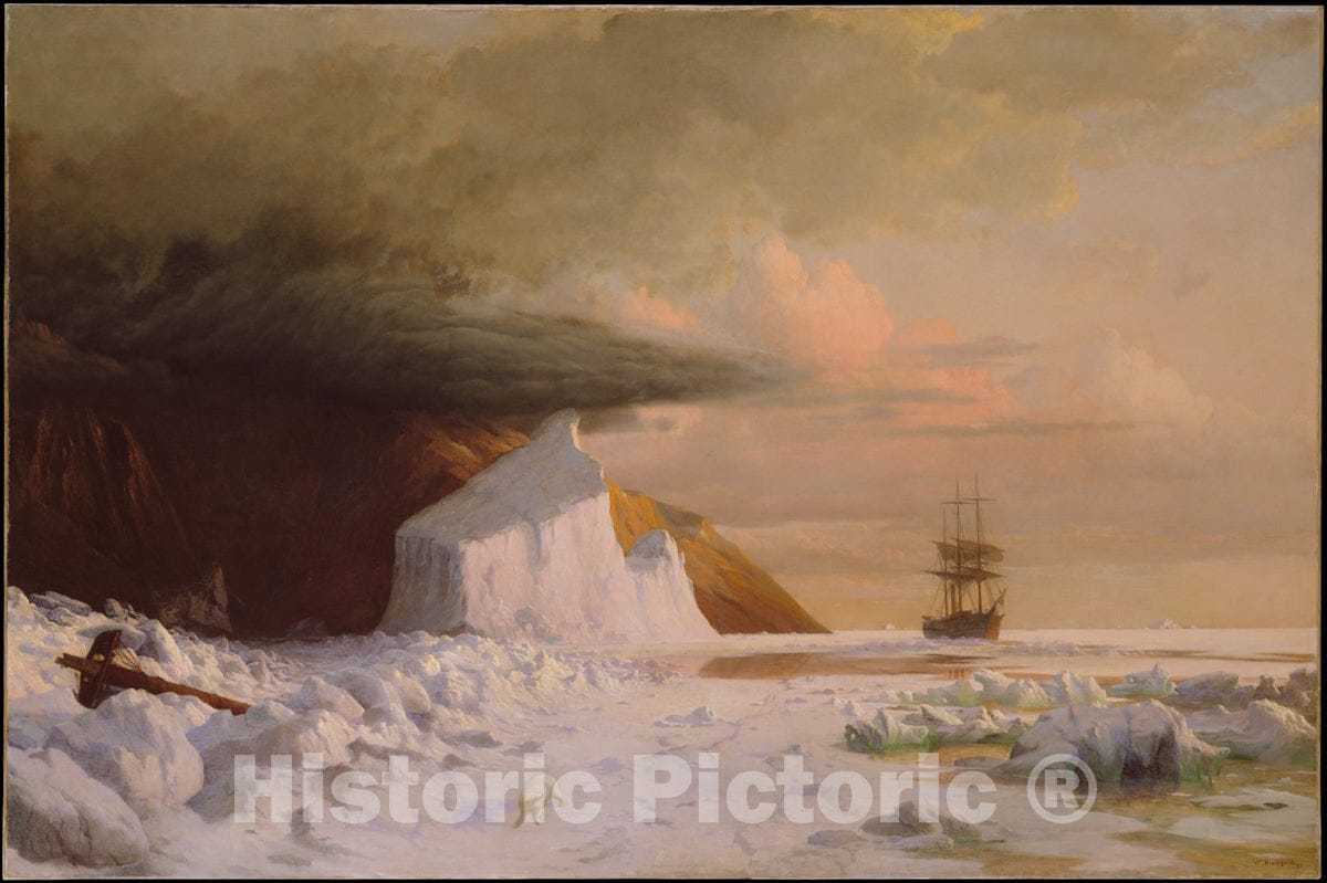Art Print : William Bradford - an Arctic Summer: Boring Through The Pack in Melville Bay : Vintage Wall Art
