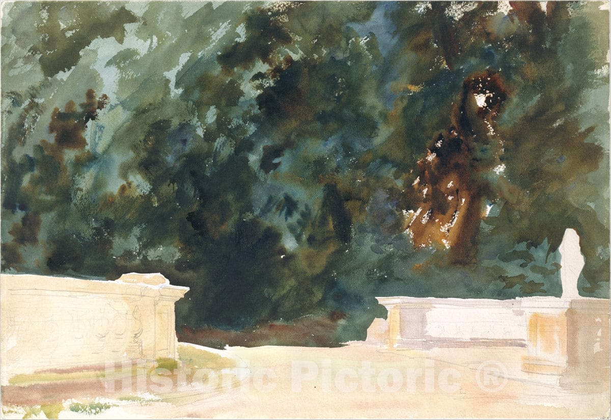 Art Print : John Singer Sargent - Terrace and Gardens : Vintage Wall Art