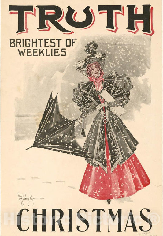 Vintage Poster -  Truth, Brightest of Weeklies. Christmas, Historic Wall Art