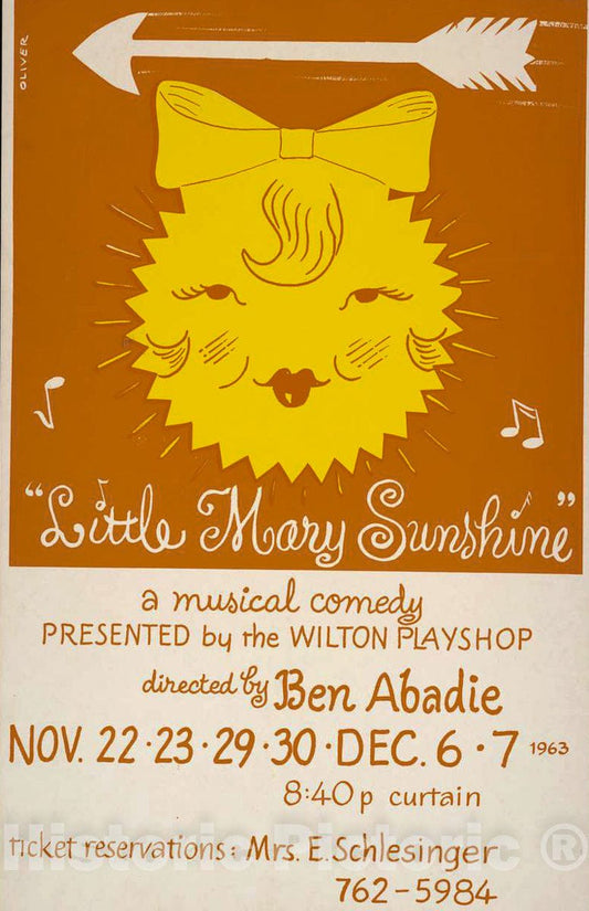 Vintage Poster - Little Mary Sunshine. a Musical Comedy Directed by Ben Abadie, Historic Wall Art